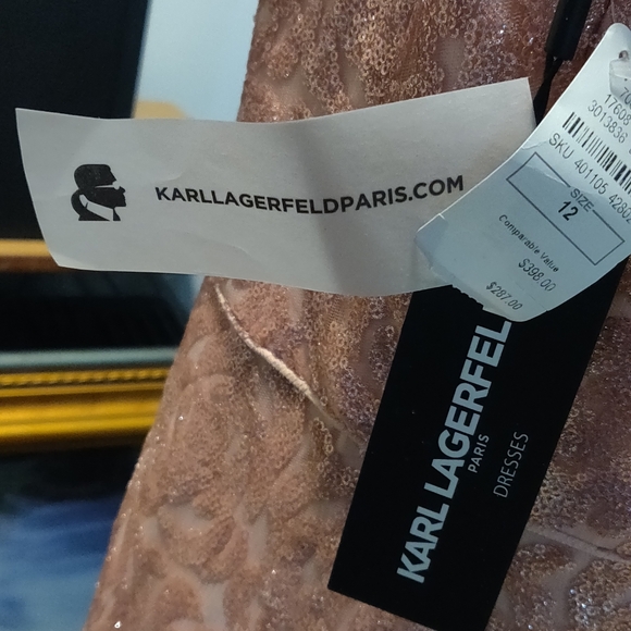 NWT Karl Lagerfeld Embroidered Glitter Sequin Gown from Neiman Marcus - Picture 6 of 8